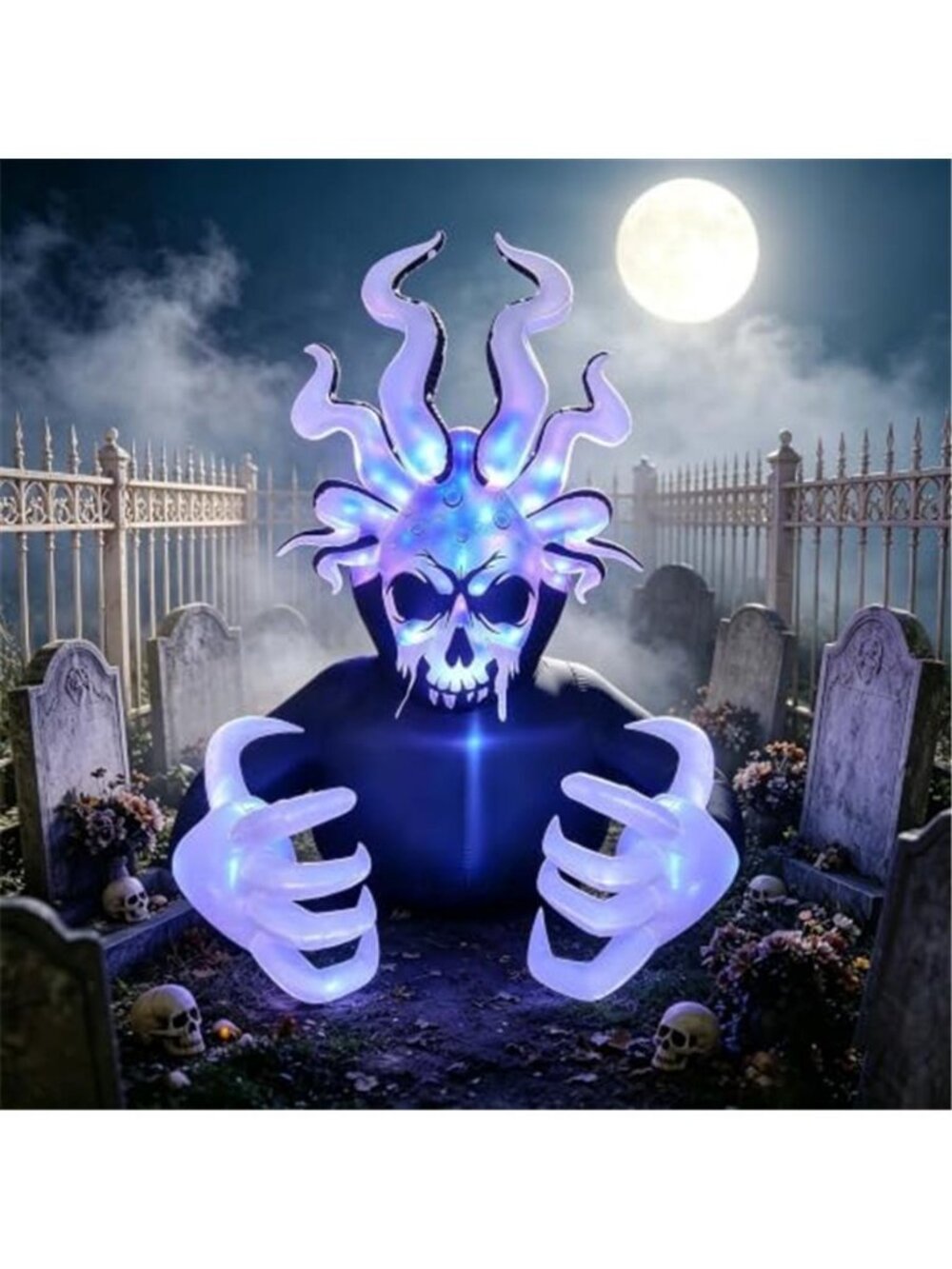 SEASONBLOW 6 Ft Halloween Inflatable Skeleton Octopus Grim Reaper Decor